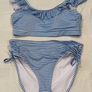 Womens Outdoor Oasis 2-Piece Blue & White Bikini Pre-Owned